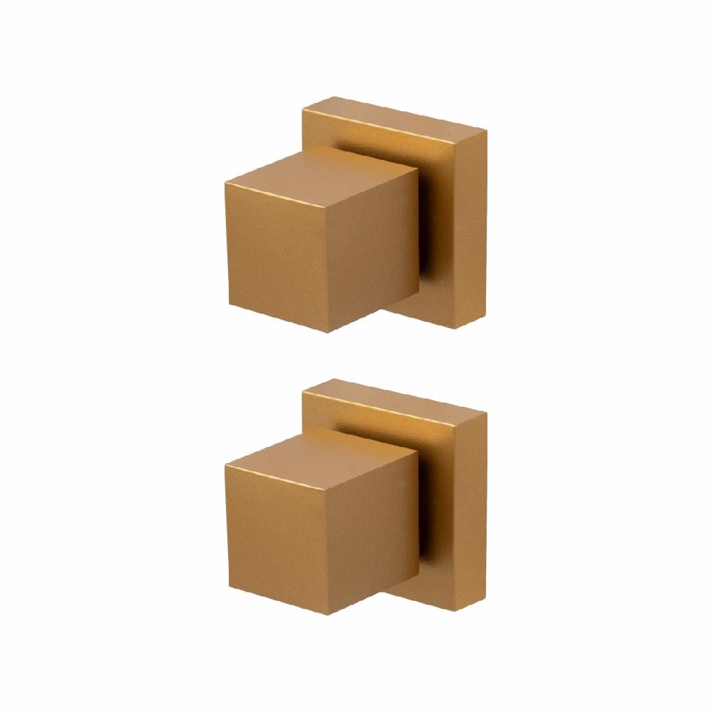 Kit 2 Acabamentos Quadrado Dourado Registro Metal Padrão Deca Canopla Grande