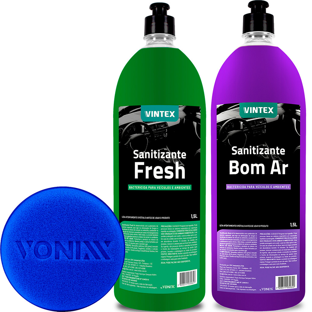 Kit Vintex Sanitizante Bom Ar + Aromatizante Fresh Vonixx
