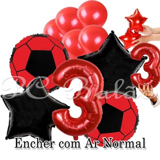 10 Balão Metalizado TIME 2 BOLA DE FUTEBOL VERMELHO 22CM 2 ESTRELA 22CM N° 40CM VERMELHO 5 BEXIGA em Oferta na Shopee