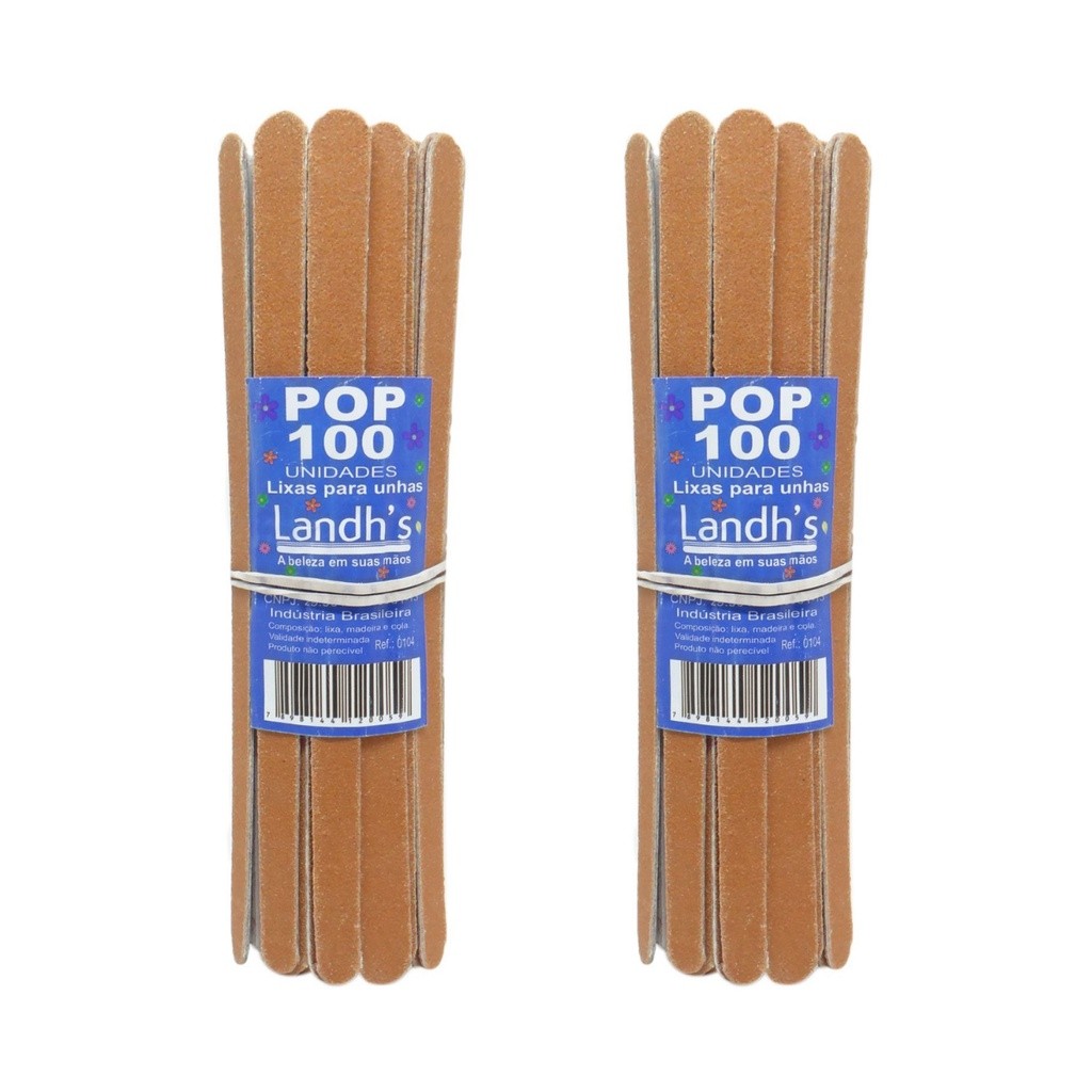 Kit com 200 lixas de unha pop amarelas de 17cm