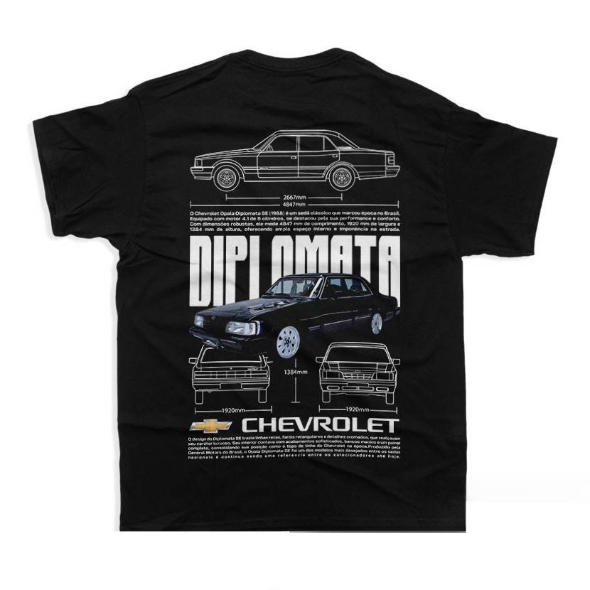 [Camiseta Premium em Algodão Puro]GXG Camiseta Chevrolet Diplomata, Carros Clássicos, Automobilismo, Velocidade, Algodão