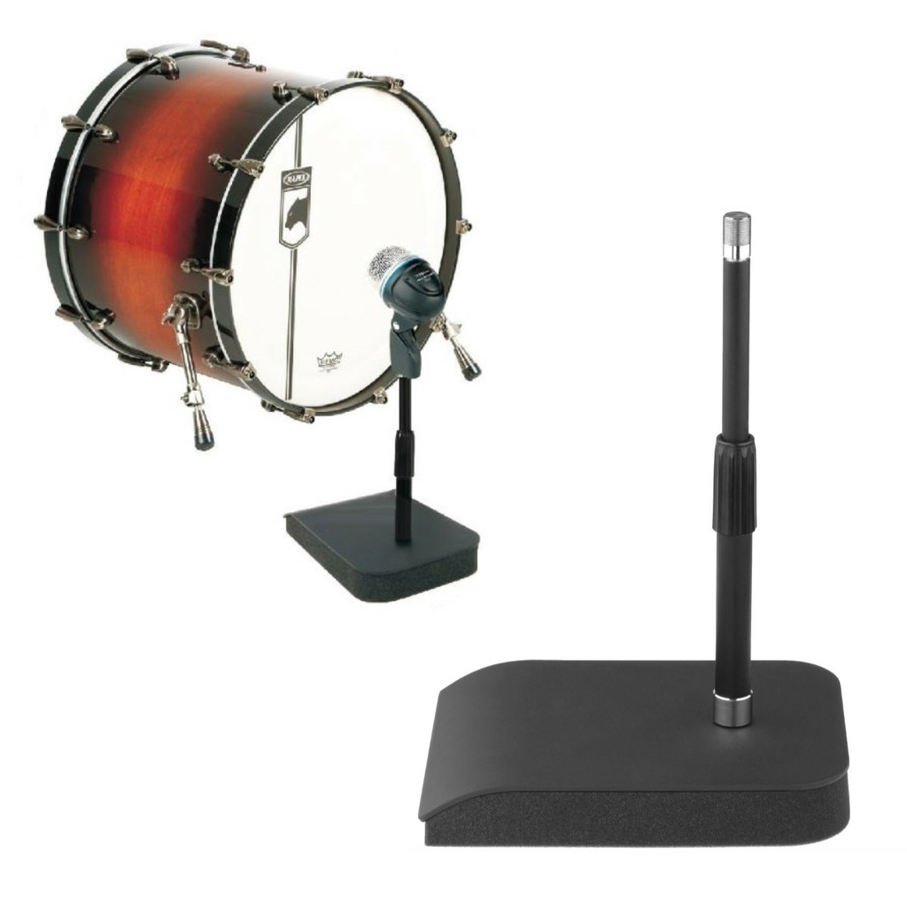 Mini Suporte, Pedestal c/ Base Anti Vibração (espuma) p/ Microfone Condensador, Bumbo Bateria, Amplificador de Guitarra