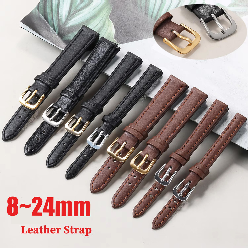 Pulseira De Relógio De Couro PU 12mm 14mm 16mm 18mm 20mm 22mm 24mm 8mm 10mm Fina De Pulso Para Mulheres E Homens À Prova