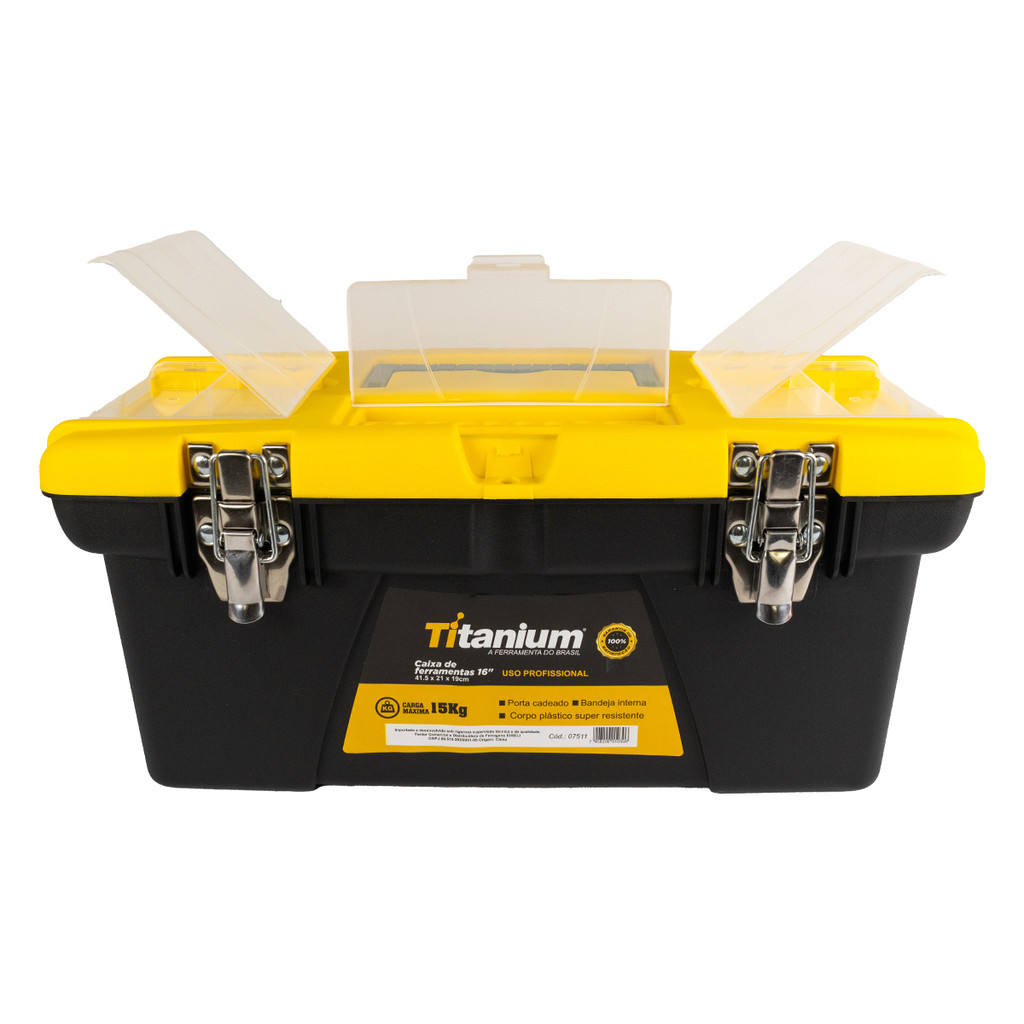 Caixa de Ferramentas Organizadora 16" Plástico ABS – Titanium Platina 15kg em Oferta na Shopee
