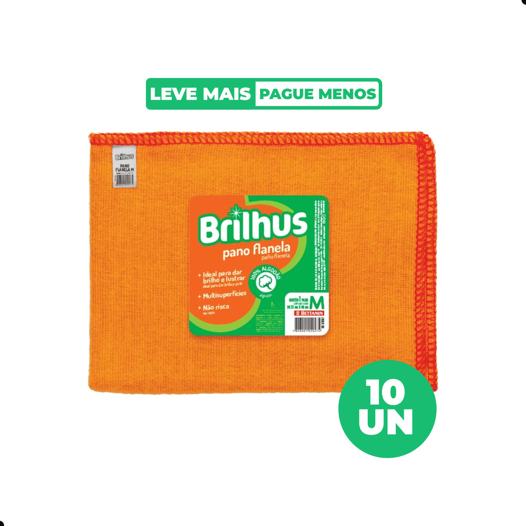 Kit Pano Flanela Tam M 100% Algodão Brilhus 10 Unidades em Oferta na Shopee