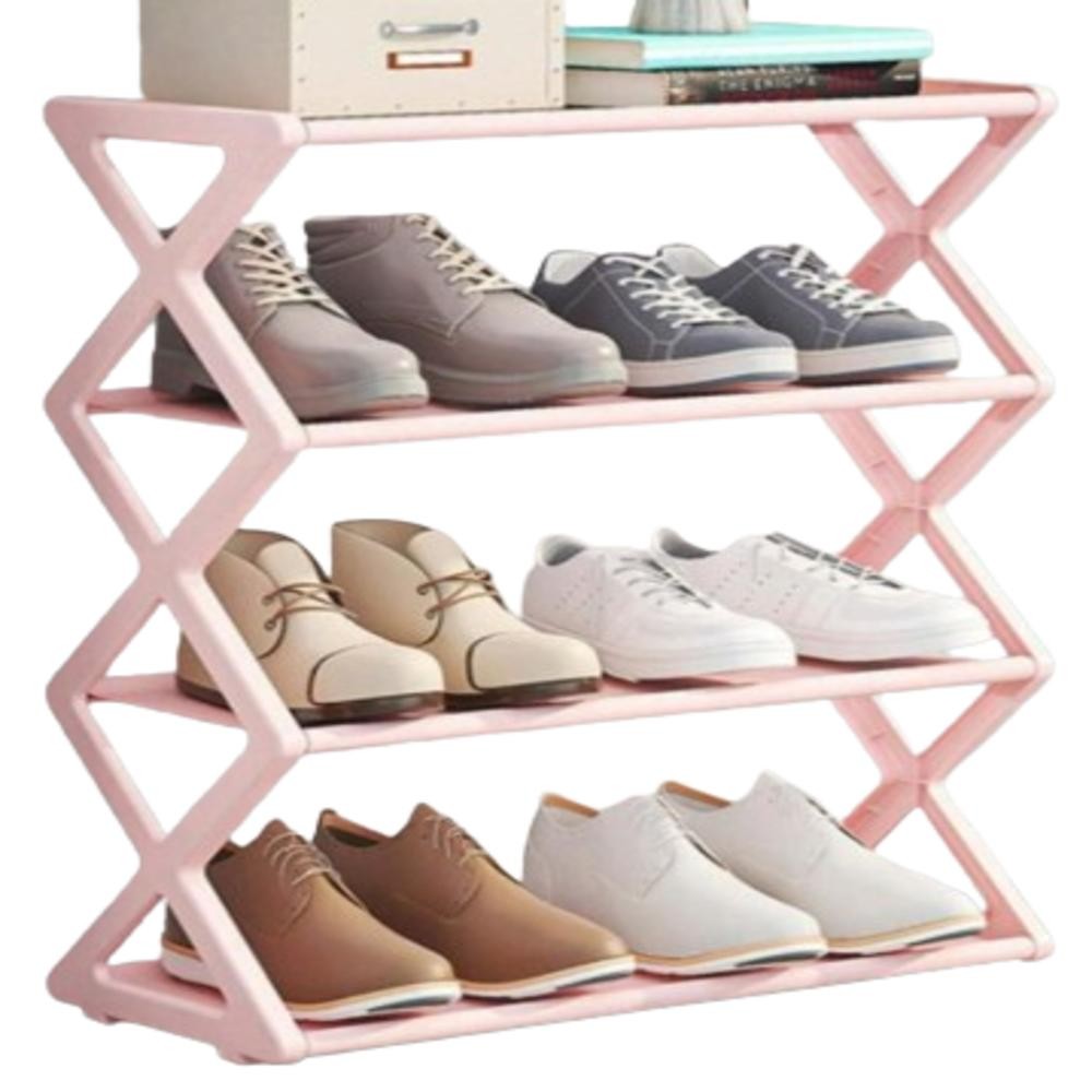 SAPATEIRA INDUSTRIAL 4 PRATELEIRAS ESTANTE ROSA ORGANIZADOR BRINQUEDOS CALCADOS LAVANDERIA 8 PARES PORTA TRECO