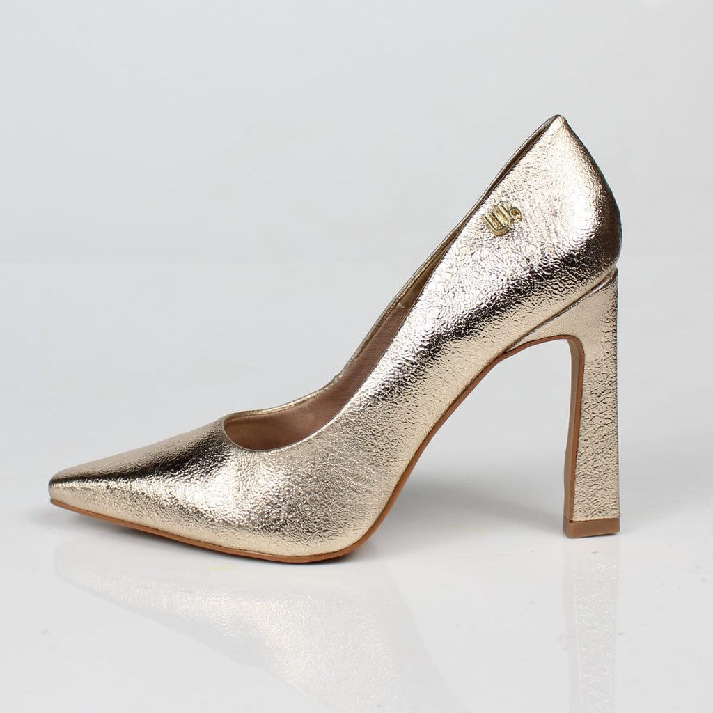 Scarpin Salto Alto Dourado Metalizado Week Shoes