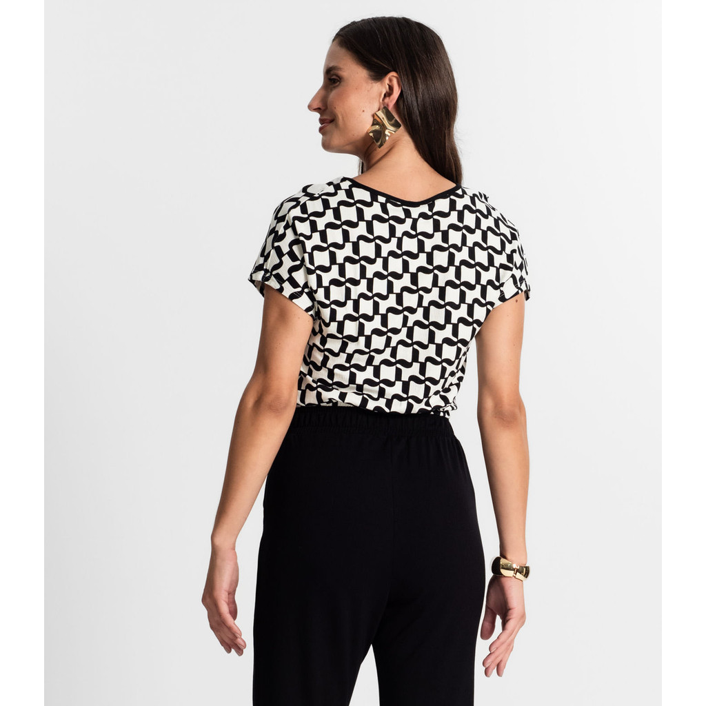 Detalhes do Blusa Feminina Manga Curta Rovitex Preto