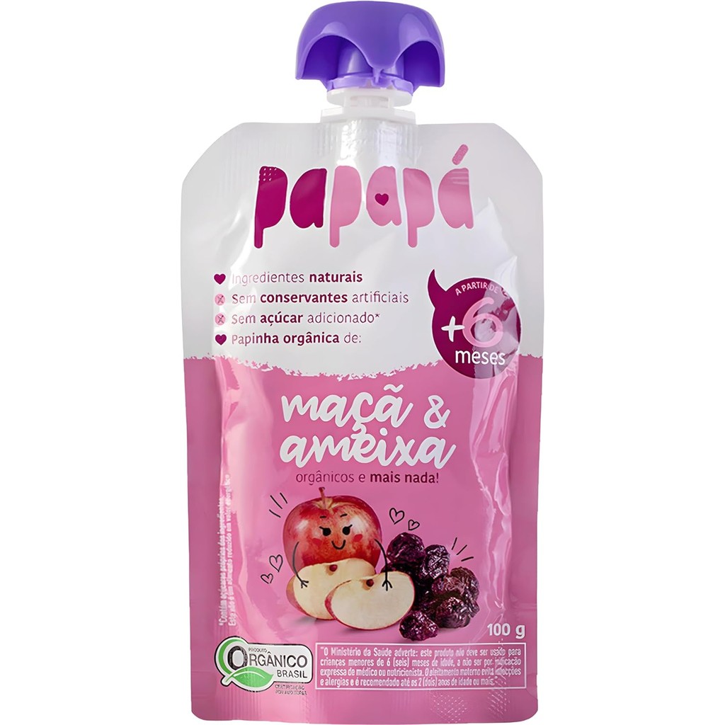 Papinha Infantil Orgânico Maçã e Ameixa 100g Papapá
