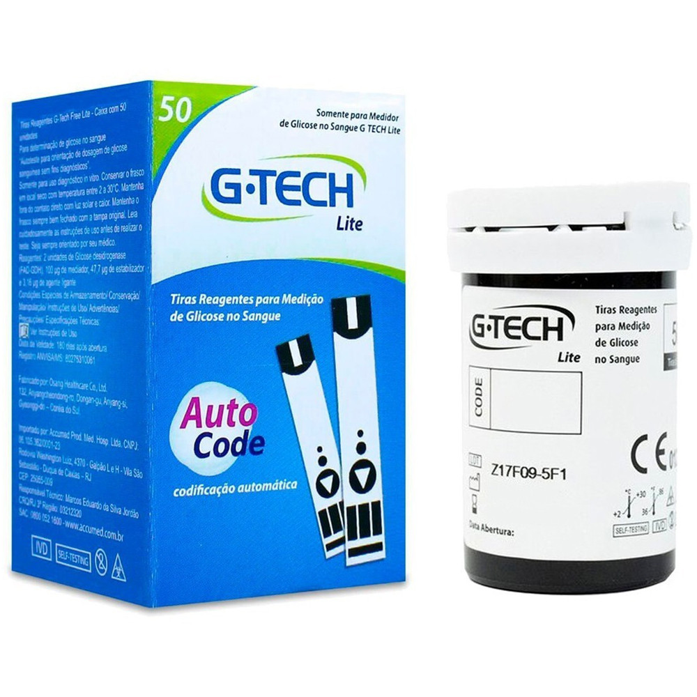 Tira G-tech Lite Para Controle De Glicose No Sangue C/ 50