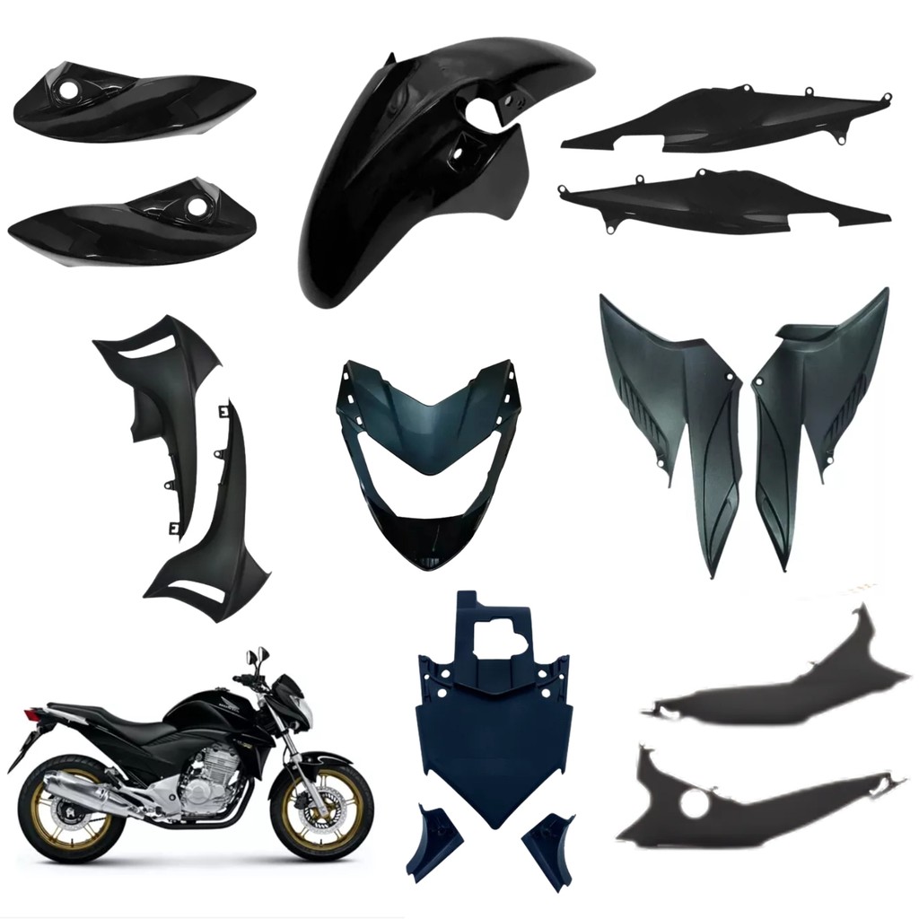 Kit Carenagem Completo Traseiro Dianteiro Honda Cb300r Preto Brilho 2009 2010 2011 2012