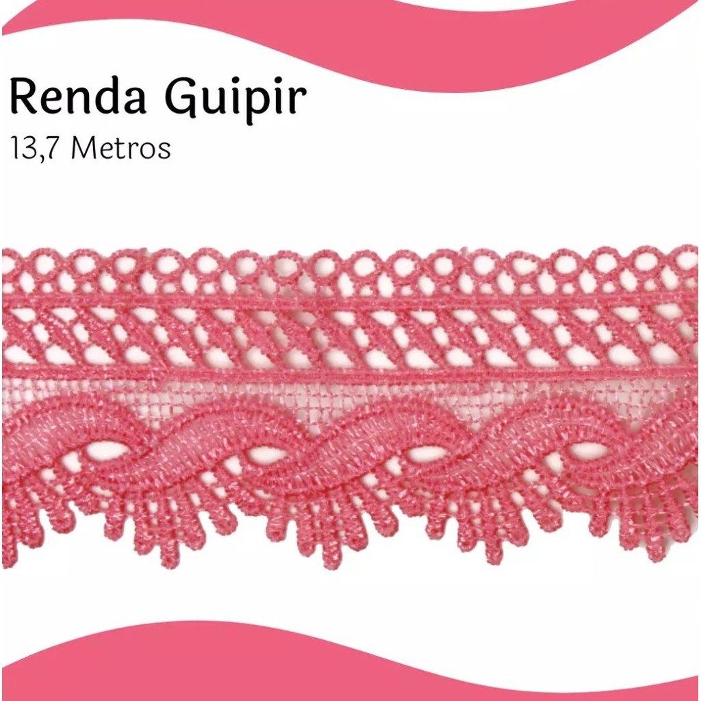 Renda Guipir CHL-589 - 5.0 Cm -  Rolo C/13.7 Metros Cor:Coral