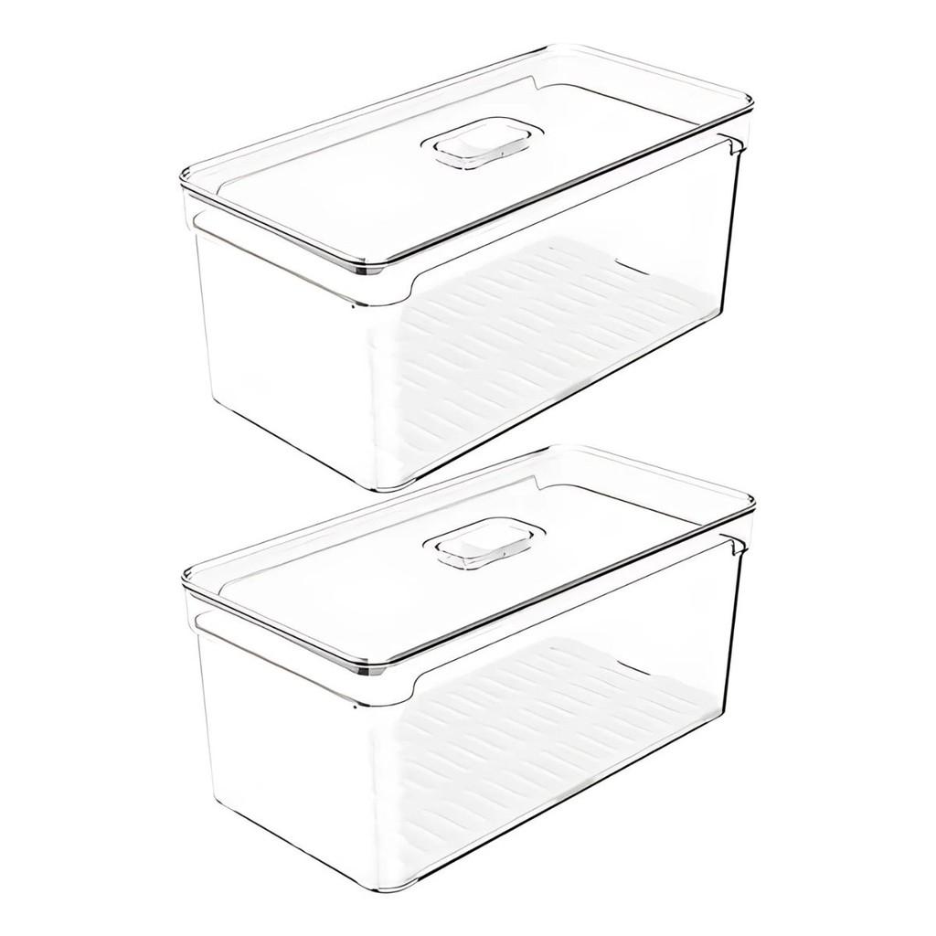 2 Organizadores De Geladeira 5l Porta Frutas Clear Fresh Ou