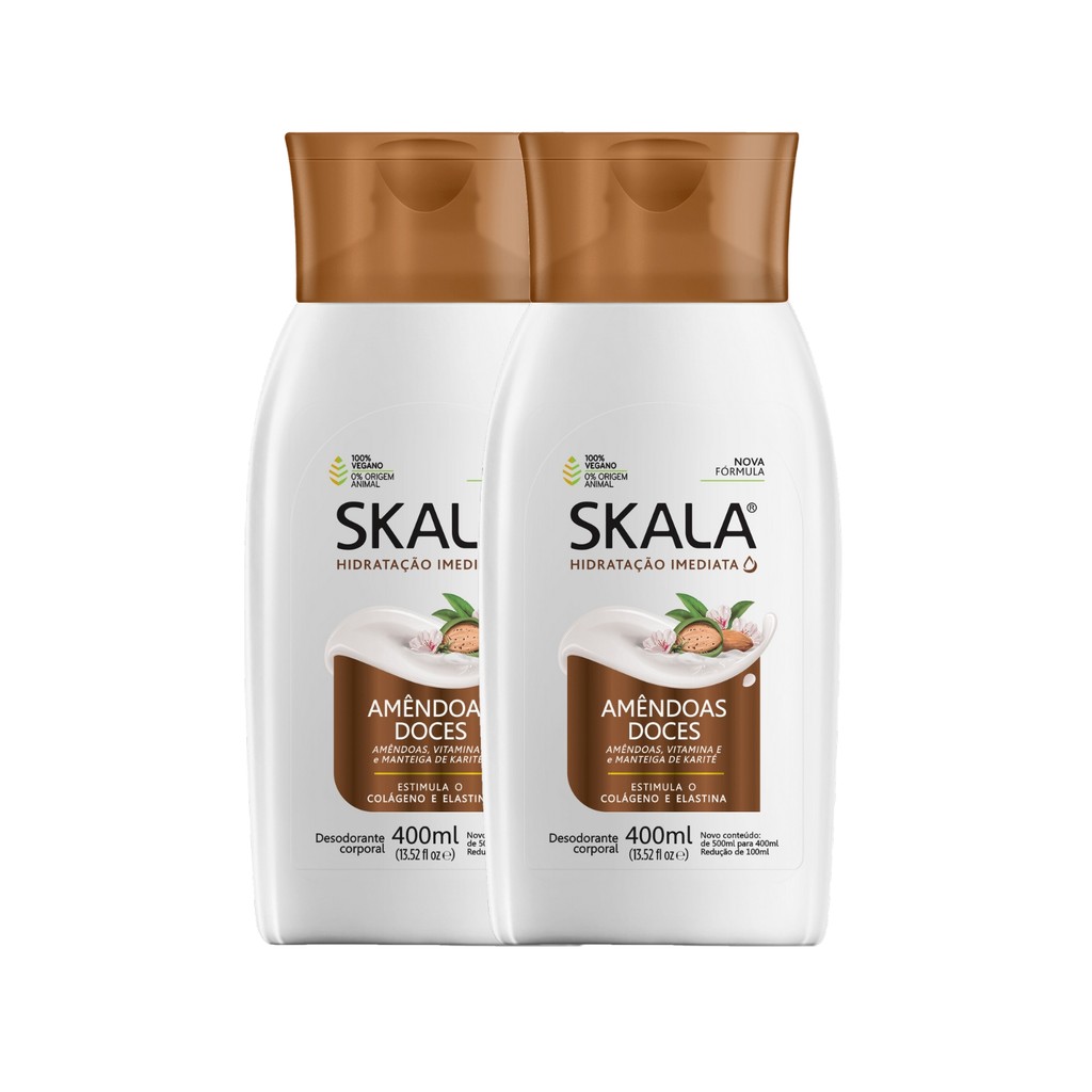 Kit 2 Loção Creme Hidratante Corporal Amêndoas Doces Skala em Oferta na Shopee