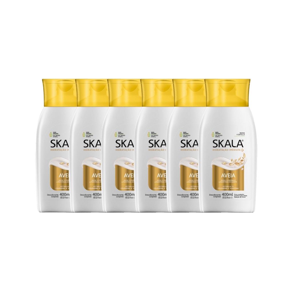 Kit 6 Loção Creme Hidratante Corporal Aveia Vegano Skala - Beauty