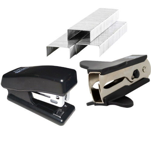 Kit Mini Grampeador de Metal 26/6 + 5.000 Grampos + Extrator de Grampos Garra