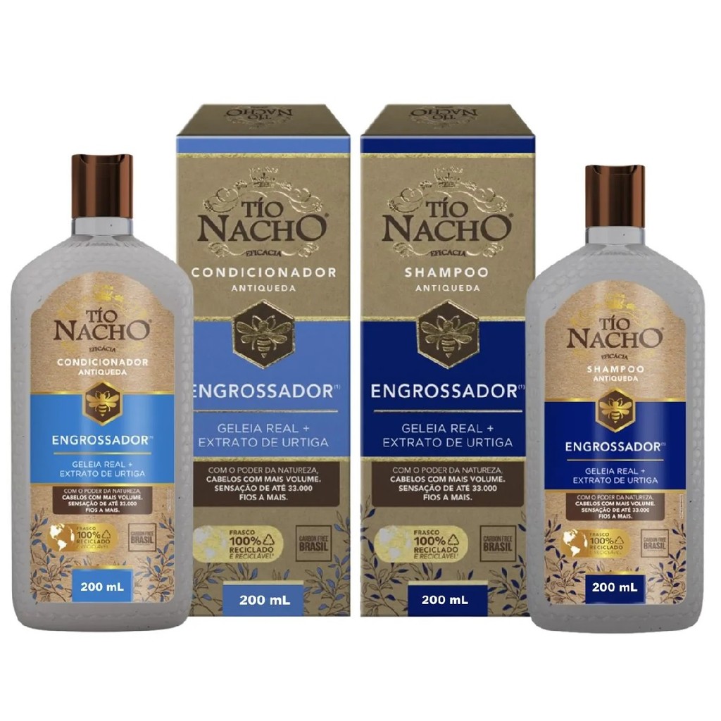 Tio Nacho Antiqueda Engrossador Kit Shamp 200ml Cond 200ml em Oferta na Shopee