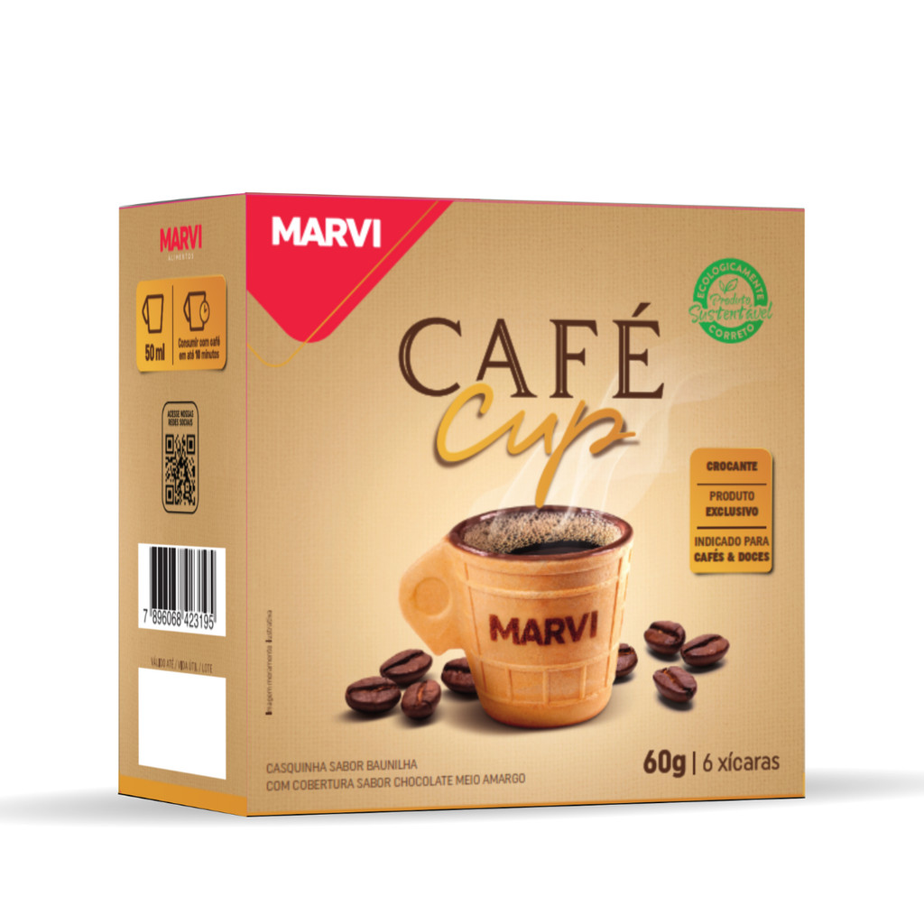 Casquinha Cobert. De Chocolate Café Cup Cx C/ 6un - Marvi em Oferta na Shopee
