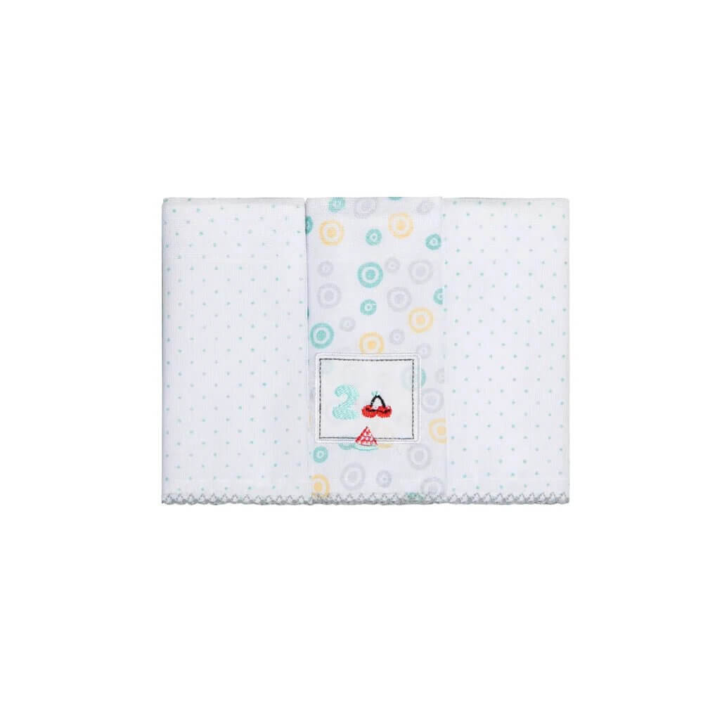 Kit Pano De Boca Estampado Papi Bordados Frutas - 03 Peças