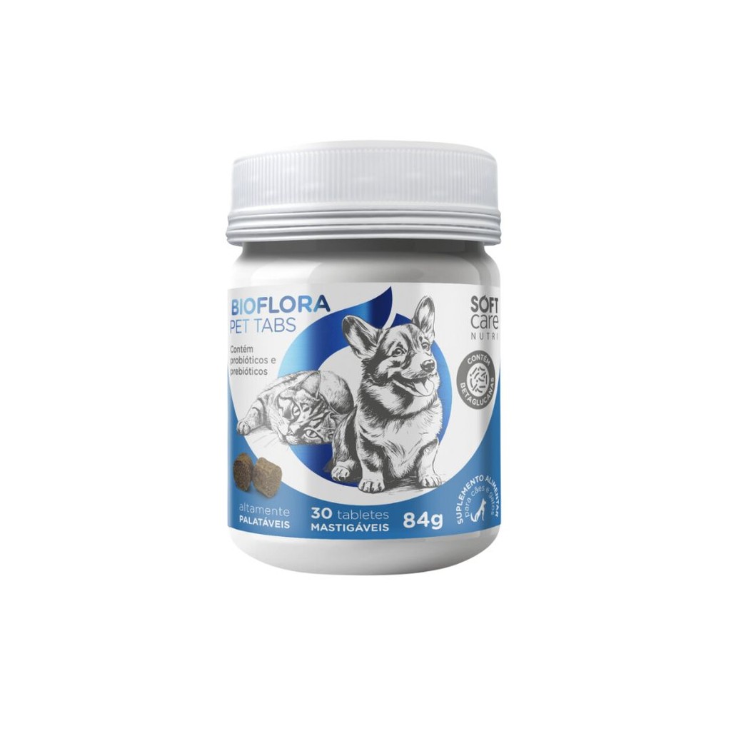 Suplemento Pet Bioflora Pet Tabs Soft Care Nutri 30 Tabletes Mastigáveis