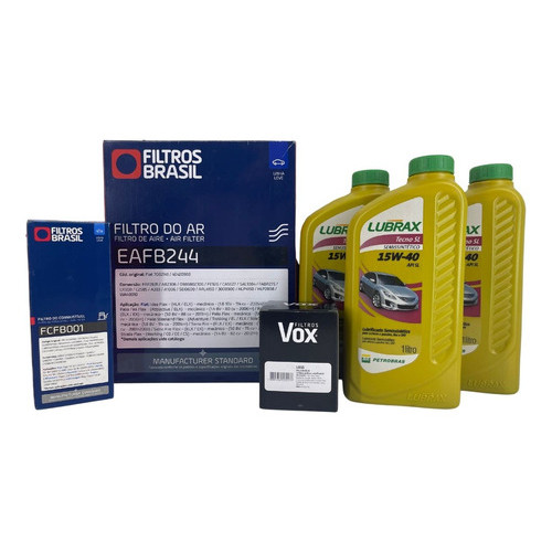 Kit Revisão Óleo e Filtros - Fiat Palio 1.0 / 1.3 / 1.4 Fire - 15W40  Lubrax em Oferta na Shopee