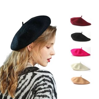 Boina Francesa Clássica Lã Preto Vermelho Chapéu Gorro Retrô Feminina Vintage Elegante em Oferta na Shopee