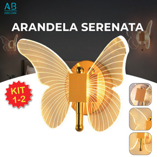Arandela Borboleta Led Dourada Decorativa de Parede Luz Quente 3000K 110V-220V Bivolt em Oferta na Shopee