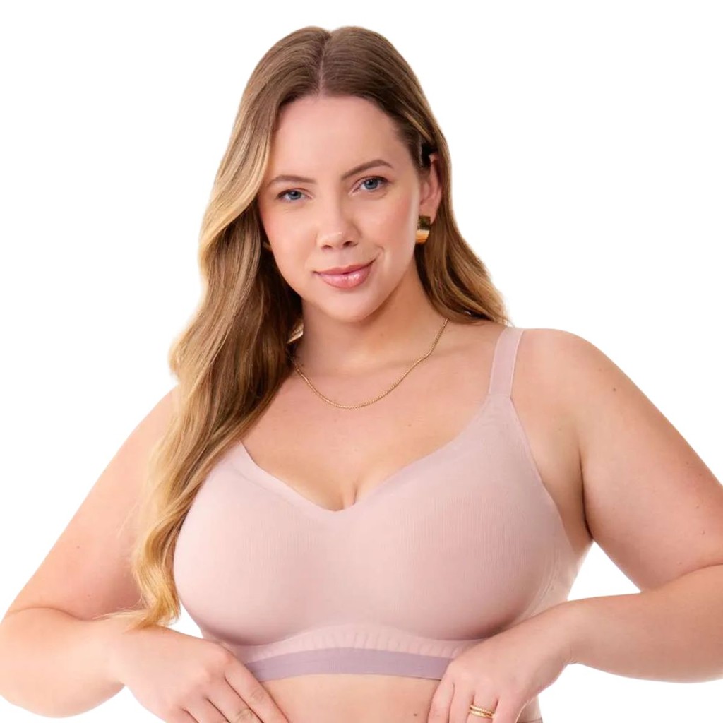 Sutiã Corte Laser Termofusionado Bojo Sem Aro Alças Ajustáveis Sem Costura Plus Size Zee Rucci