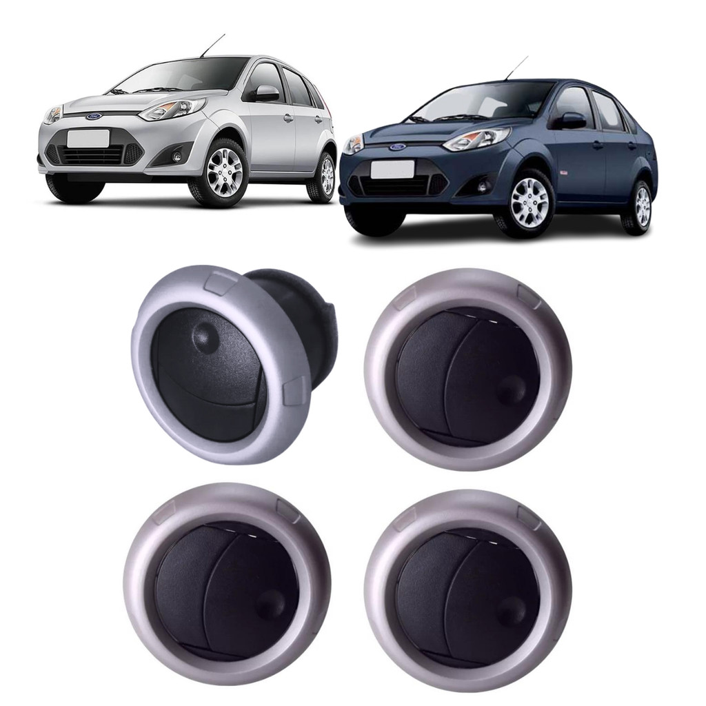 KIT 4 DIFUSORES AR CENTRAL E LATERAL FIESTA 2008 2009 2010 2011 2012 2013 2014 PRATA