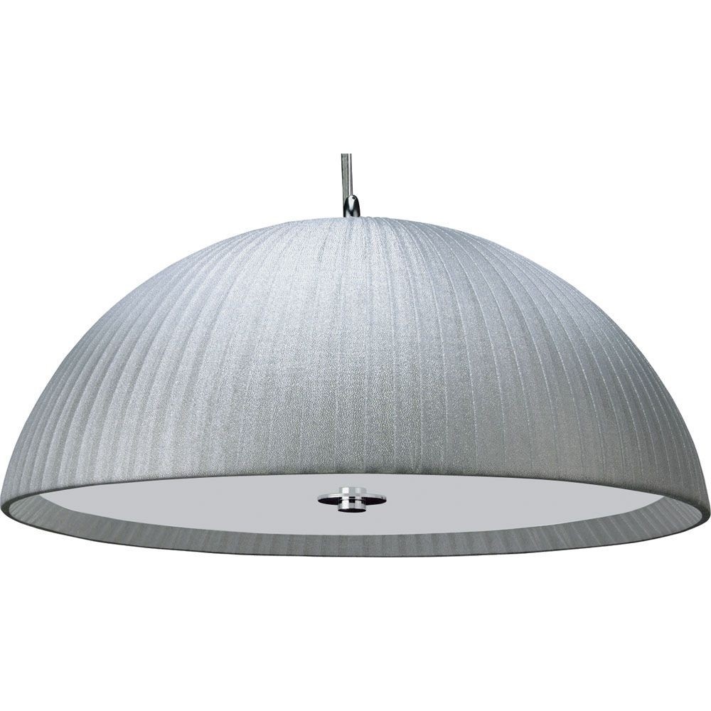 Pendente Lustre Redondo Cúpula Meia Lua Meia Esfera Acrilico Tecido Prata Vidro Branco D40Cm - Arges