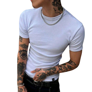 Camiseta Masculina Modelo Americano Canelada Básica em Oferta na Shopee