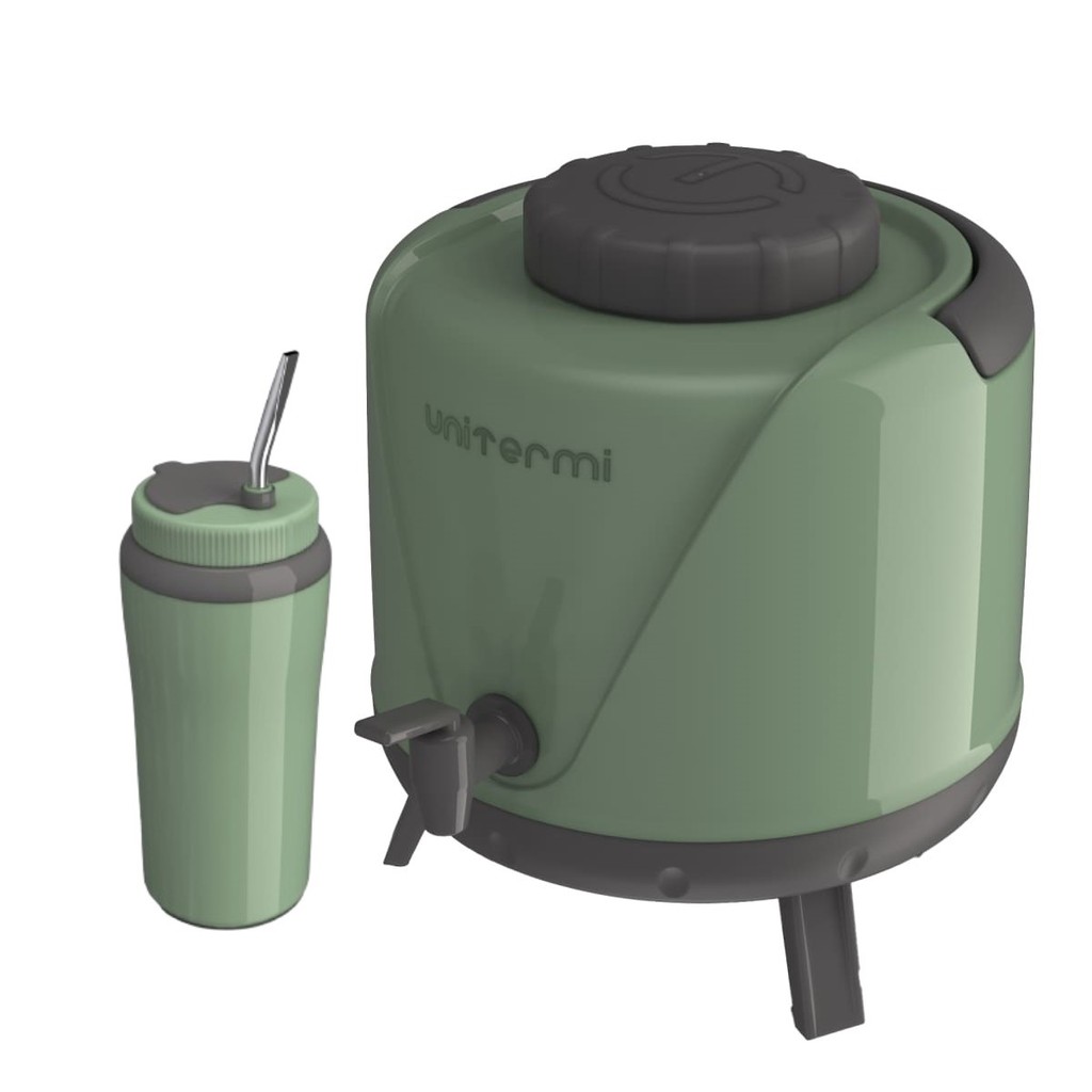 Kit Tereré Botijão 5 Litros com Copo Cuia 650ml Bomba Inox - Verde Unitermi