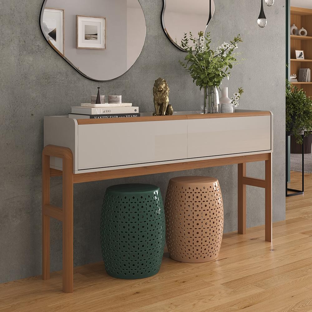 Aparador Elegance Lukaliam 2 Gavetas Madeira Maciça Sala de Estar Jantar Área Gourmet Decoração