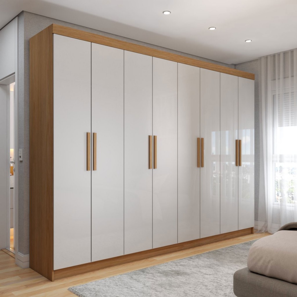 Guarda-Roupa Casal Aurora 8 Portas 4 Gavetas - Panorama Móveis em Oferta na Shopee