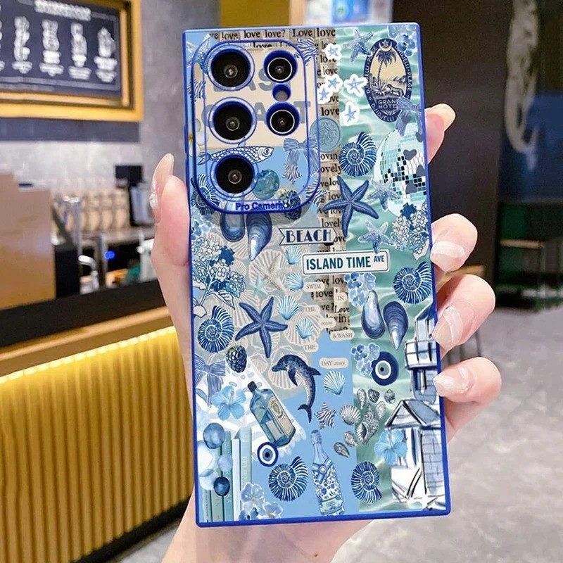 Oceano Doodle Padrão Caso De Telefone Para Samsung A15 A05 A16 A56 A36 A06 A26 A25 A35 A55 A54 A34 A14 Capa Macia