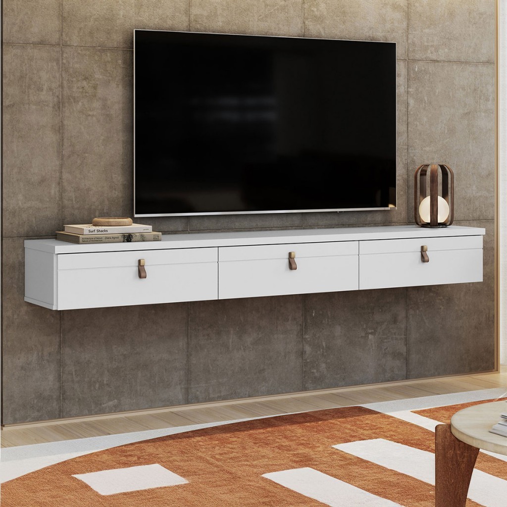 Rack para TV Até 65 Polegadas Suspenso Line 3 Portas - Olivar Móveis em Oferta na Shopee