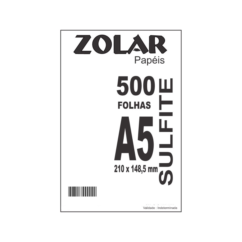 Papel sulfite A5 90g 210x148,5 com 500 folhas Zolar Papéis
