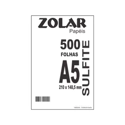 Papel sulfite A5 90g 210x148,5 com 500 folhas Zolar Papéis