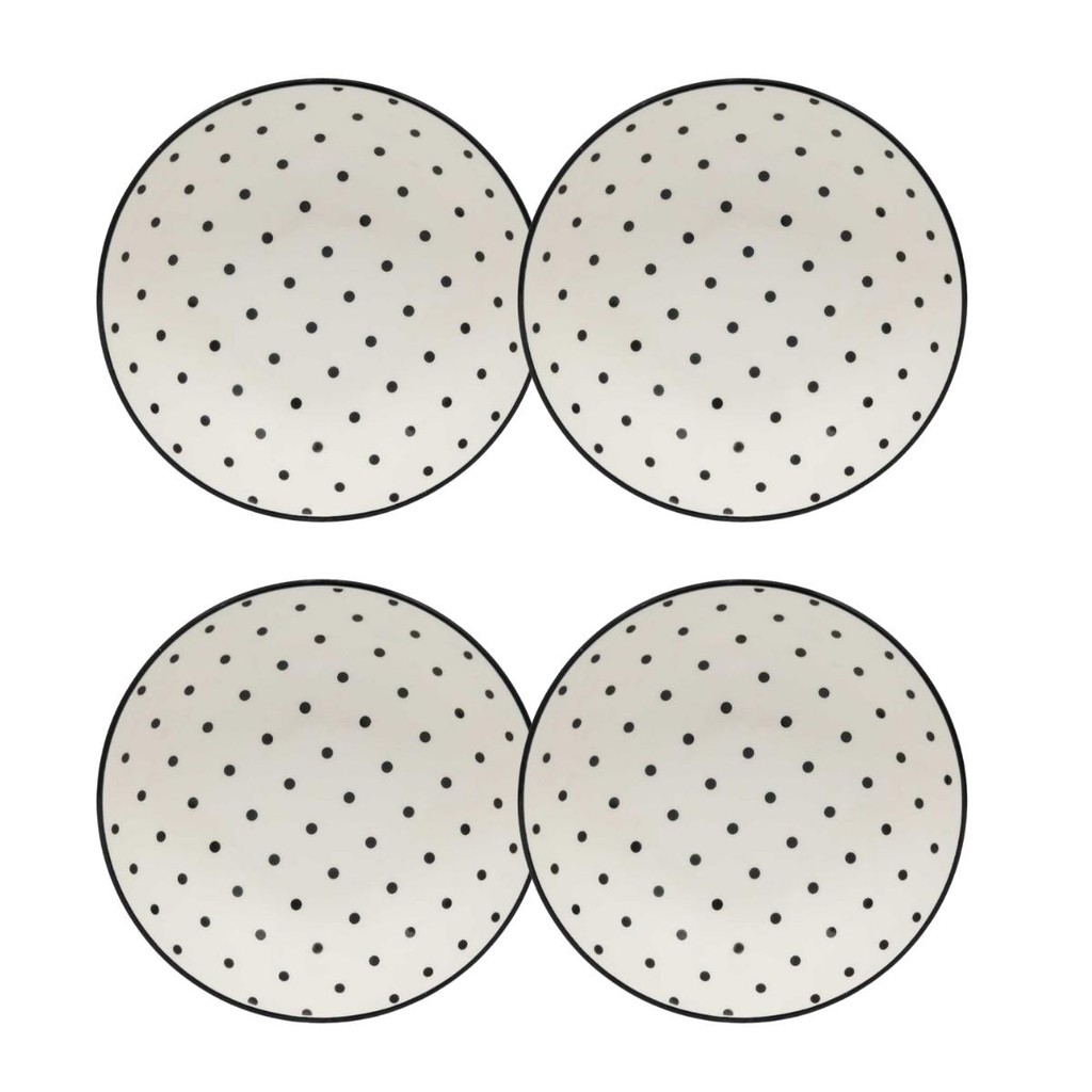 Jogo com 4 Pratos Fundos 20,5 Cm Oxford Unni Stripes And Dots em Oferta na Shopee