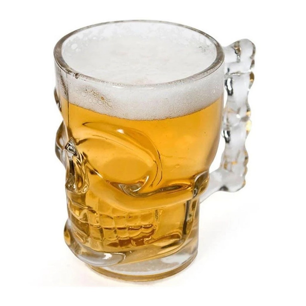 Caneca de Chopp em vidro Caveira crânio 360ml SL-7731
