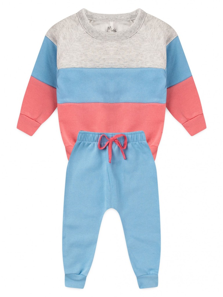 Conjunto Infantil Menina Moletom Peluciado Recortes Azul
