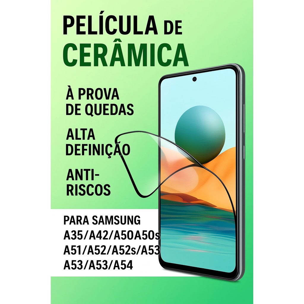Película Cerâmica Samsung 9D 3D Gel Hidrogel Flexível A35 A42 A50 A50s A51 A52 A52s A53 A54
