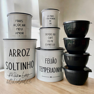 Kit potes de mantimentos para cozinha 5 peças + 4 potes redondos Boll de plástico em Oferta na Shopee