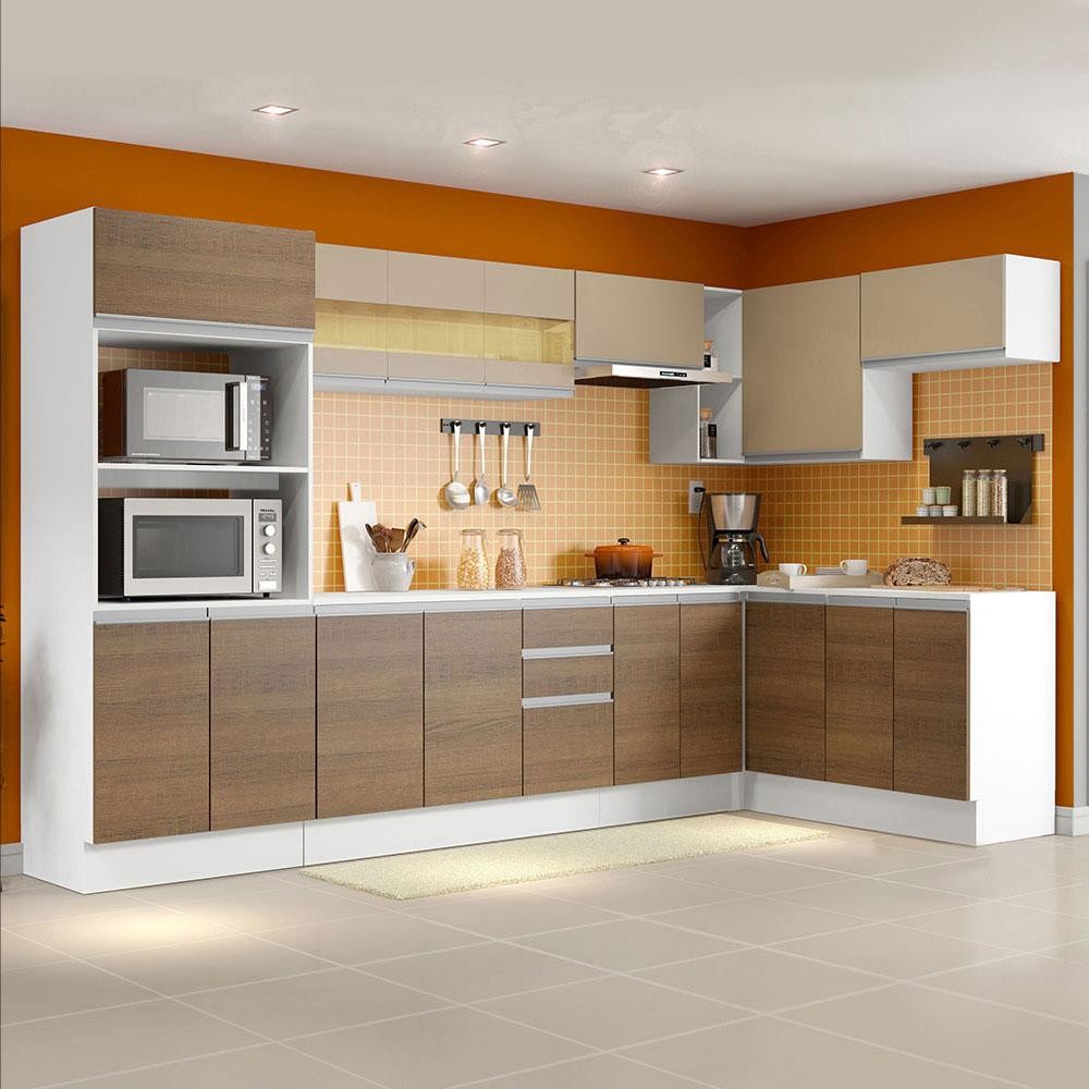 Armário de Cozinha Completa de Canto 100% MDF 448cm Smart Madesa 01 - Home & Living