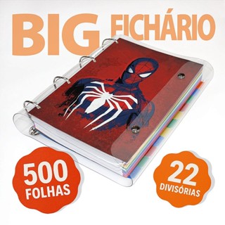Big Fichário Universitário 500 folhas + divisórias Spider Man em Oferta na Shopee