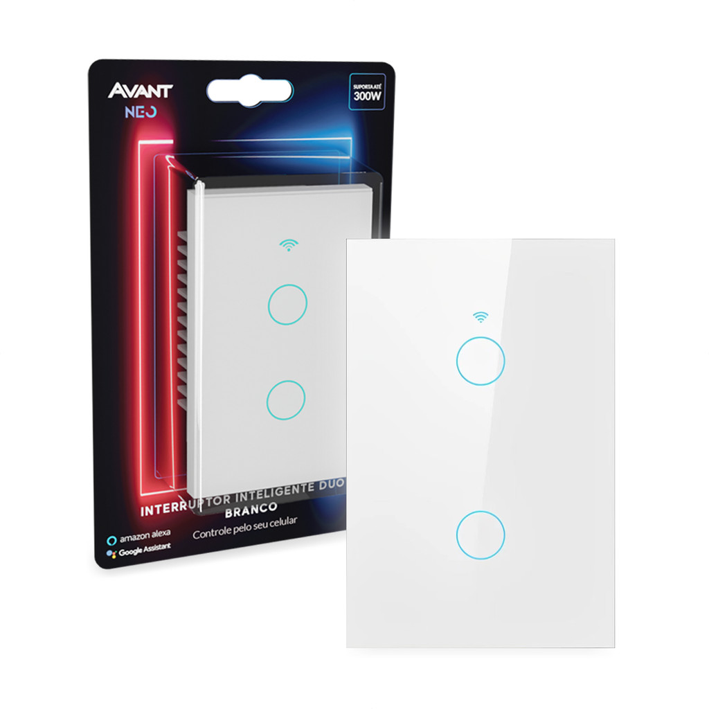 Interruptor Inteligente Touch WiFi 2 Botões Branco Avant Neo