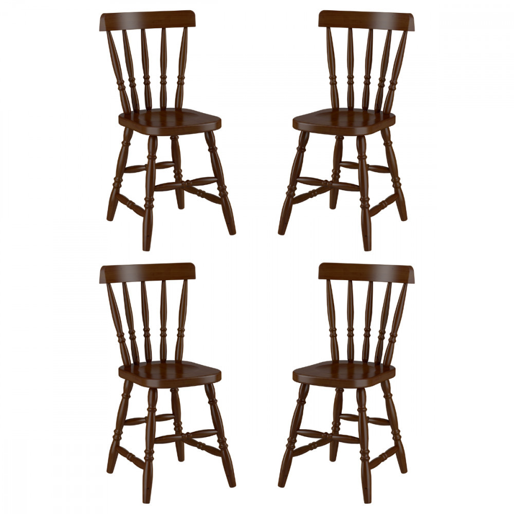 Conjunto 4 Cadeiras Madeira Eucalipto Castanho Piratini - Home & Living