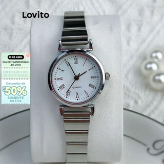 Lovito Relógio Digital de Quartzo com Textura Simples para Mulheres LNA13089 (Prata) 

