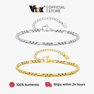 Pulseira De Corrente De Prata Dourada Vnox , Ajustável De Aço Inoxidável Para Homens E Mulheres , Joias De Moda Simples em Oferta na Shopee