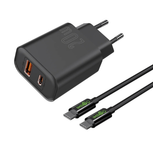 Carregador Imenso Original Pd20w Turbo 2 Saídas Type-c/usb-a C/ Cabo Type-c em Oferta na Shopee